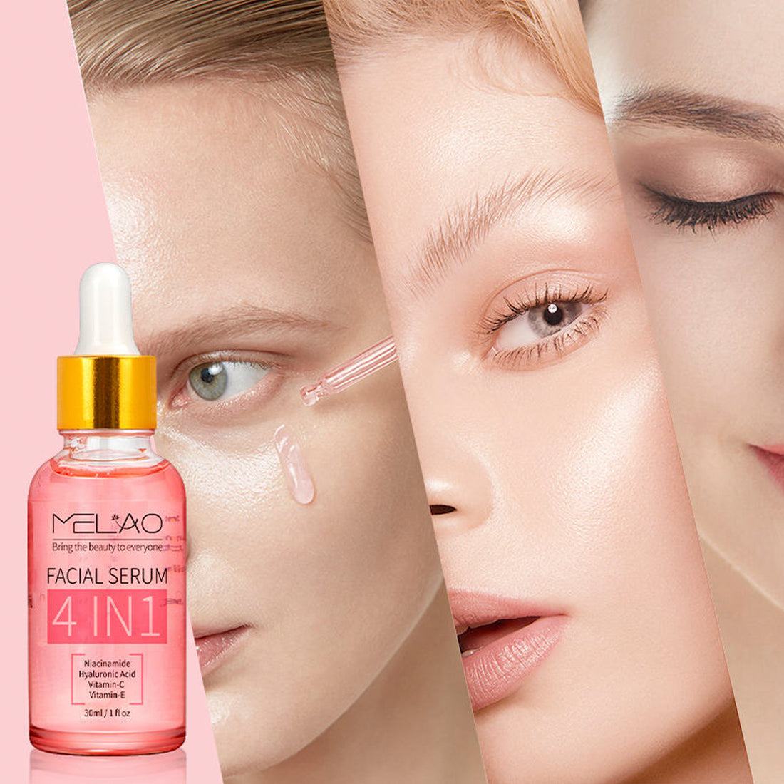 Melcao Face Care 4 in 1 Serum Hyaluronic Acid Vitamin C Hydrating Brightening Anti Wrinkles Aging 4 in 1 Face Serum for Skin Care